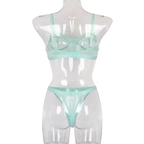 Mint Green Lace Everyday Bra + Panty Lingerie Set - Picture 5 of 8